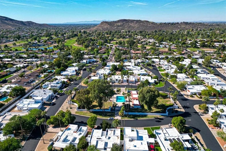 Aerial view of Hillcrest neighborhood in Phoenix, AZ